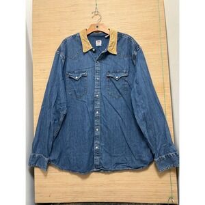 Levi's Standard Denim Western Shirt Corduroy Collar Blue XXL